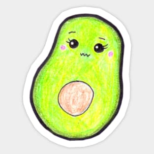 Kawaii Avocado Color Pencil Hand Drawn Cute Tropical Fruit Sticker